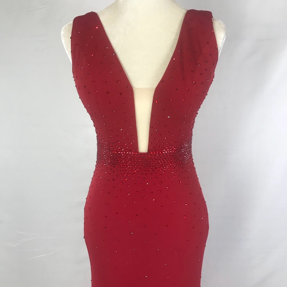 🎉SALE! Jovani sexy studded red evening gown SZ 2 - Picture 5 of 8